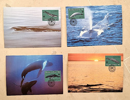 PALAU  Baleines, Baleine, Whales, Ballena,  Wal. WWF. Yvert N°15/18 Fdc Cartes Maximums 1983 - Walvissen