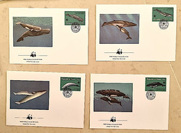 PALAU  Baleines, Baleine, Whales, Ballena,  Wal. WWF. Yvert N°15/18 Fdc, Enveloppes 1 Er Jour 1983 - Wale