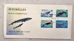 SEYCHELLES Baleines, Baleine, Whales, Ballena,  Wal. Yvert N° 565/68 Fdc, Enveloppes 1 Er Jour - Whales