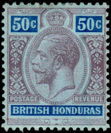 British Honduras 1913 KGV Mult Crown CA 50c Purple And Blue On Blue  Lightly Hinged Mint - British Honduras (...-1970)