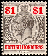 British Honduras 1913 KGV Mult Crown CA $1 Black And Carmine  Lightly Hinged Mint - British Honduras (...-1970)