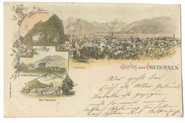 Gruss Aus OBERURNEN: 4-Bild-Litho Mit Fabriken, Stabstempel 1902 - Oberurnen