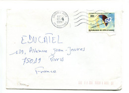 COTE D'IVOIRE  Abidjan 01 (dateur Inversé) - Affranchissement Seul Sur Lettre  - - Côte D'Ivoire (1960-...)