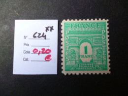Timbre France Neuf ** 1944  N° 624 Cote 0,20 € - Neufs