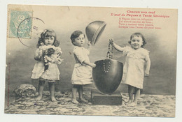 Carte Fantaisie PAQUES - Enfants - Chacun Son Oeuf -l'oeuf De Pâques à Tante Véronique -  Phototypie BERGERET - Bergeret