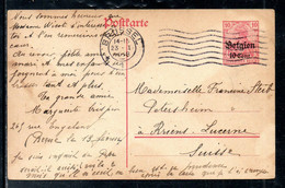 ALLEMAGNE/BELGIQUE. Carte Pré-timbrée Ayant Circulé En 1918. De Bruxelles Pour La Suisse. - Occupation Allemande