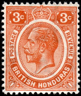 British Honduras 1933 KGV Mult Script CA 3c Orange  Lightly Hinged Mint - Honduras Británica (...-1970)