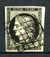 3a - 20c Noir/blanc Cérès 1849 - Oblitéré Grille - Très Beau - 1849-1850 Cérès