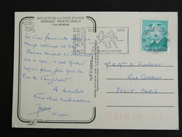 LETTRE MONACO AVEC YT 1430 PRINCE RAINIER III PRINCE ALBERT - FLAMME ESCRIME ET PISTOLET 1984 - VUE GENERALE - Storia Postale