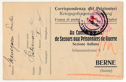 Carte Prisonnier Italien - Comité Bernois De Secours Aux Prisonniers De Guerre - BERNE Sezione Italiana - Marcophilie
