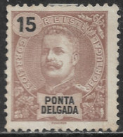 Ponta Delgada – 1897 King Carlos 15 Réis Mint Stamp - Ponta Delgada