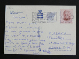 LETTRE MONACO AVEC YT 1706 PRINCE RAINIER III - FLAMME MEMORIAL DES PRINCES MUSEE DE CIRES - PLAGE DE LARVOTTO - Lettres & Documents