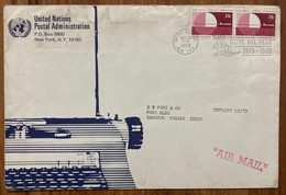 UNITED NATIONS,1980,USED COVER TO INDIA,TYPE WRITER MACHINE,OLIVE OIL YEAR SLOGAN! - Briefe U. Dokumente