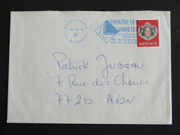 LETTRE MONACO AVEC YT 2280 ARMOIRIES - FLAMME NEOPOST THEATRE DES VARIETES - Storia Postale