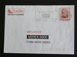 LETTRE MONACO AVEC YT 1882 RAINIER III - FLAMME Xe FESTIVAL THEATRE AMATEUR 1993 - Lettres & Documents