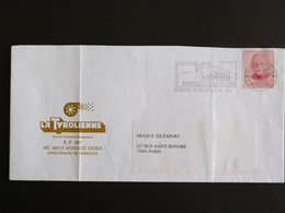 LETTRE MONACO AVEC YT 2183 RAINIER III - FLAMME JUMPING INTERNATIONAL FONTVIELLE 1999 - ENTETE LA TYROLIENNE - Storia Postale