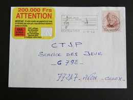 LETTRE MONACO AVEC YT 1780 RAINIER III - FLAMME FETE DE LA MUSIQUE 1992 - Brieven En Documenten