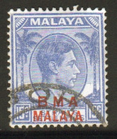 Malaya British Military Administration 1945 George V Single 15c Stamp Overprinted BMA In Fine Used Condition. - Malaya (British Military Administration)