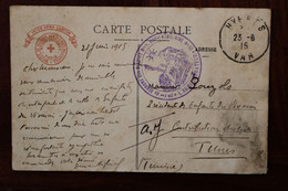 1915 Hôpital Temporaire N°52 Inter Arma Militaire Mont Des Oiseaux Tunisie FM Franchise Militaire France Cover WW1 WK1 - 1. Weltkrieg 1914-1918