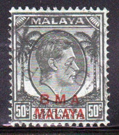 Malaya British Military Administration 1945 George V 50c Stamp Overprinted BMA In Fine Used Condition. - Malaya (British Military Administration)