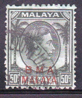 Malaya British Military Administration 1945 George V 50c Stamp Overprinted BMA In Fine Used Condition. - Malaya (British Military Administration)