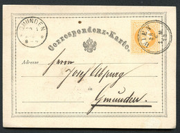 ÖSTERREICH Postkarte P8 Type III Wien - Gmunden 1872 Kat. 20,00 € - Cartoline