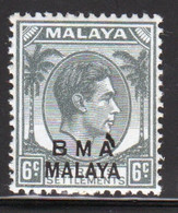 Malaya British Military Administration 1945 George V Single 6c Stamp Overprinted BMA In Mounted Mint Condition. - Malaya (British Military Administration)