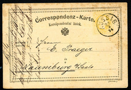 ÖSTERREICH Postkarte P18a Type XV Aussig Ústí Nad Labem - Naumburg 1874 Kat. 20,00 € - Briefkaarten
