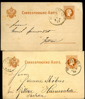 ÖSTERREICH 2 Postkarten P25 Reichenberg Liberec - Hainewalde+Zittau 1877-79 - Briefkaarten