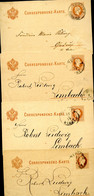 ÖSTERREICH 4 Postkarten P25 Teplitz Teplice - Ohrdruf + Limbach 1879-80 - Briefkaarten