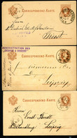 ÖSTERREICH 3 Postkarten P25 Wien +Weissgärber - Triest + Leipzig 1879-83 - Cartes Postales