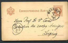 ÖSTERREICH Postkarte P25 Währing - Leipzig 1882 - Cartes Postales