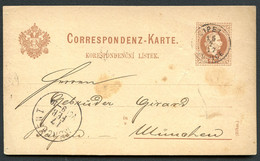 ÖSTERREICH Postkarte P26b Eipel Úpice - München 1877 FRÜHVERWENDUNG - Briefkaarten