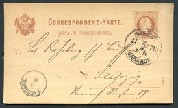 ÖSTERREICH Postkarte P27b Innsbruck - Leipzig 1878 Kat. 6,00 € - Cartes Postales