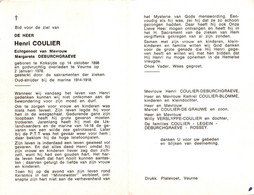 Henri Coulier (1898-1976) ~ Oudstrijder (1914-1918) - Devotion Images