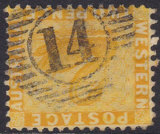 Western Australia 2d Yellow Swan Bar Number 14 Frank NEWCASTLE TOODYAY Perf. 12 Wmk. CA - Used Stamps