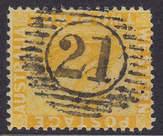 Western Australia 2d Yellow Swan Bar Number 21 Franking VASSE Perf. 14 Wmk. CA - Gebraucht