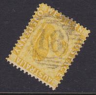 Western Australia 1d Yellow Swan Bar Number 18 Franking - BUNBURY Perf. 14 Wmk. CA - Used Stamps