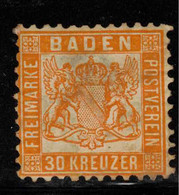 BADEN 1862 30 K Orange SG 38 HM #ZZGB126 - Baden