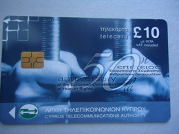 CYPRUS USED  CARDS  10  LIRES ANDVESRTISING - Cultura