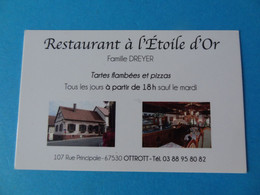 Carte De Visite Restaurant A L'Etoile D'Or 67 Ottrott - Cartes De Visite