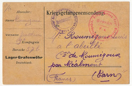 Carte Prisonnier Français - Camp De Grafenwöhr - 23/7/1915 - 2 Cachets De Censure - 1. Weltkrieg 1914-1918
