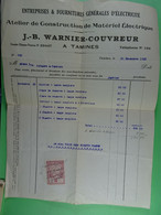 Entreprises & Fournitures Générales D'Electricité J.-B. Warnier-Couvreur à Tamines 1922 - Électricité & Gaz