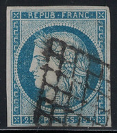 CERES - N°4f  - 1er EMISSION DE FRANCE - 25c BLEU CLAIR - COTE 65€ - PAS D'AMINCI. - Autres & Non Classés