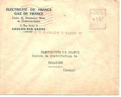 France Enveloppe -Electricité Et Gaz De France (Chalon Sur Sâone) EMA 1951 - Fabrieken En Industrieën