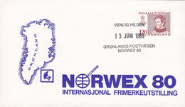 Greenland NORWEX '80 International Stamp Exhibition (Norway) Cachet 1980 Line Cancel Cover Brief (Cz. Slania) Stamp - Brieven En Documenten