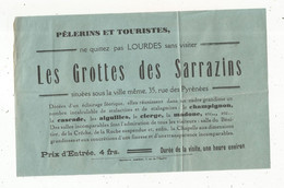 Publicité , LES GROTTES DES SARRAZINS , LOURDES , Frais Fr 1.85 E - Werbung