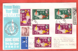 HONG KONG LETTRE RECOMMANDEE FDC DE 1968 DROITS DE L'HOMME - Cartas & Documentos