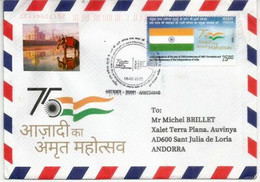 75th Anniversary Of INDIA. Letter From Ahmedabad. Sent To Andorra (Principality) - Lettres & Documents