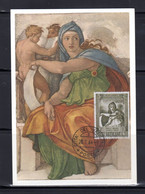 ✅ 1964 " FRESQUE DU PLAFOND DE LA CHAPELLE SIXTINE " Sur Carte Maximum Du VATICAN. N° YT 407. Parfait état. CM - Cartas Máxima